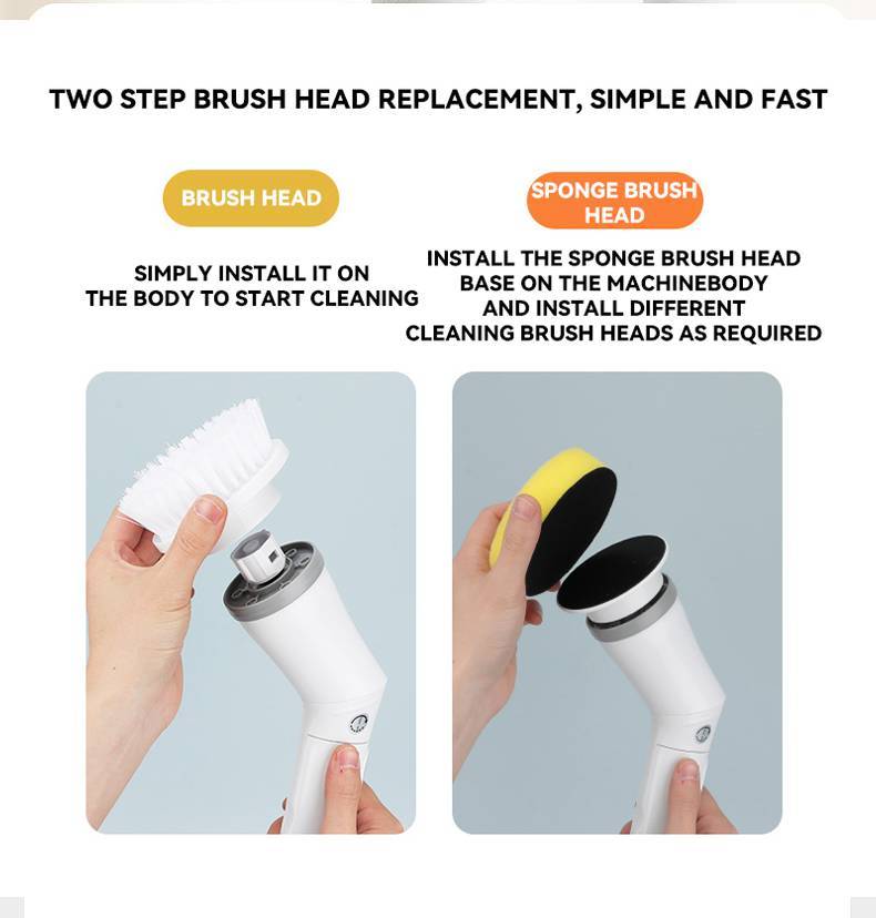 Electric Rotary Washer With Wireless Cleaning Brush With Battery Level Indicator